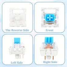 Juego de juguetes fidget con interruptores mecánicos 50 interruptores azules 10 anillos para llavero alivio del estrés clicador DIY interruptores de teclado mecánico personalizados juguete fidget - Ver 4