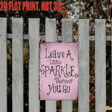 2D平面 1件裝 復古木製牆面裝飾牌 粉色背景搭配「Leave A Little Sparkle Wherever You Go」文字設計 適用於居家、酒吧、車庫、俱樂部、餐廳與咖啡廳 完美房間裝飾 - 1PC - 查看 5