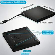 USB 2.0 Ultra-Slim External CD DVD Drive, CD-R/DVD-R Burner Compatible With Laptop And Desktop - View 6
