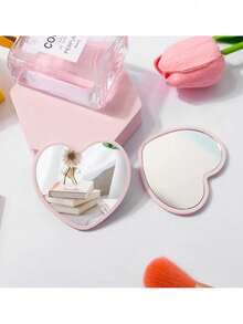 6/1 Heart-Shaped Portable Pocket Mirror, Modern Minimalist Design, High-Definition Imaging, Mini Makeup Mirror, Dorm Essential. Suitable For Back To School, Summer, Halloween And Christmas. - Multicolor - View 2
