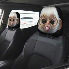 2pcs Cute Monkey With Glasses Car Headrest Covers, Car Interior Decoration Accessories, Soft And Comfortable, No Filling Material, Suitable For Long-Distance Travel And Daily Commute, Gift For Friends And Family - 2pcs - View 10