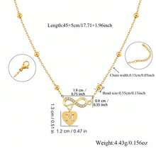 1pc Classic Minimalist Heart Infinity Symbol Letter Pendant Gold Stainless Steel Bead Chain Necklace For Women - Yellow Gold - View 2