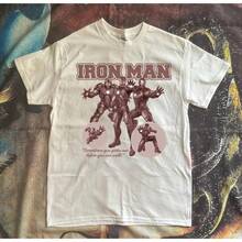 Disney Retro  Tony Stark Graphic Tee Men Vintage Marvel Superhero Print T-Shirt Washed Oversized Hip Hop Harajuku Cotton Tops - 1 - 查看 2