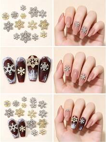 30 Stück/Box Punk-Stil Legierung Schneeflocken Nagelkunst Dekoration, Europäischer & Amerikanischer Stil 3D Strass Glitzer Schneeflocken Nagelsteine, Y2K Strass Kunstnägel Nagelkunst Zubehör, Multifunktionale DIY Dekorationszubehör, Sommer Nagelkunst Zubehör Nagelcharms - Verschiedenfarbig - Übersicht 7