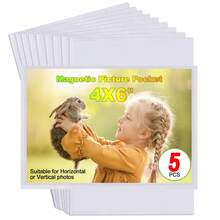 5pcs White Magnetic Picture Frame,Magnetic Photo Frame For 4 X 6'' Photos,Suitable Home,Office,School,Magnetic Pocket Picture Frame,Photo Magnets Sleeves Reusable For Refrigerator - White - View 8