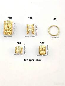 100件組金色混色髒辮髮飾套組，迷人小編髮個性街頭派對髮夾，萬聖節編髮造型髮飾，萬聖節髮飾，抓夾 - 金色 - 查看 2