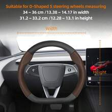 Hocasen 碳纤维纹理皮革和透气PU皮革方向盘套,适用于特斯拉Model S/Model 3/Model Y/Model X/Model Y L及其他车型,颜色可选:黑色、酒红色、摩卡色、橙色 - Perforated Steering Wheel Cover - 查看 29