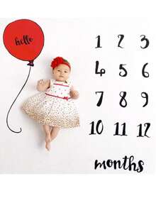 1pc Baby Photography Blanket With Month Numbers, Creative Newborn Photo Prop Background, Milestone Blanket With Creative Felt Frame - Shape - View 10