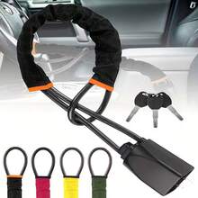 Car Steering Wheel Lock Anti-Theft Device, Adjustable Retractable Steering Wheel Lock, High Strength Steel Construction, Heavy Duty Security Lock For Cars, SUVs & Trucks, Portable Auto Security Protection Accessory For Daily Parking And Travel Use - Multicolor - View 8