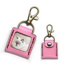 PU Leather Mini Photo Frame Keychain, Handmade Stitched Small Photo Storage Key Ring, Portable Pocket Photo Holder Pendant, Suitable For Pets, Baby, Family Photos - Leather Photo Keychain - View 13