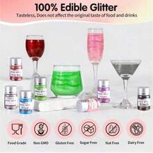 Rainbow Metallic Glitter Powder, Multi-Color Shimmer Dust For Desserts, Drinks, Cupcakes & Cookies - Multicolor - View 7