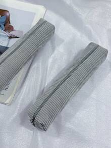 1pc Minimalist Solid Color Corduroy Pencil Case, Multiple Sizes Available, Multi-Purpose Stationery Pouch,For School Supplies,Back To School,Bag - Single Piece - View 18