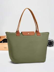 防水帆布托特包 牛津布托特包 可折疊大容量餃子包 中性購物托特包/單肩包 - 彩色 - 查看 9