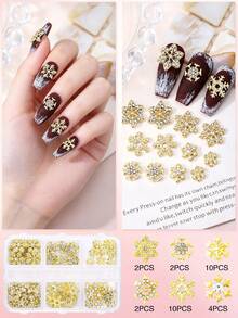 30 Stück/Box Punk-Stil Legierung Schneeflocken Nagelkunst Dekoration, Europäischer & Amerikanischer Stil 3D Strass Glitzer Schneeflocken Nagelsteine, Y2K Strass Kunstnägel Nagelkunst Zubehör, Multifunktionale DIY Dekorationszubehör, Sommer Nagelkunst Zubehör Nagelcharms - Verschiedenfarbig - Übersicht 11