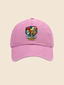 1pc 2026 World Cup US-Canada-Mexico Cartoon Washed Print Baseball Cap For Women, Baseball Cap For Outdoor Sun Protection For Men - Trophy - View 3