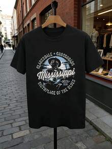 Vintage Mississippi Blues Grafik-T-Shirt, Premium-Material, Bequeme Passform, Atmungsaktiv, L?Ssig, Grafikdesign - Black - View 2