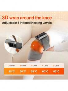 Hailicare Electric Knee Massager, 3 Vibration Levels 5 Heat Levels, 30-Minute Smart Timer, Massages Joints Elbows Knees And Other Areas, Relieves Knee Discomfort, Keeps Legs Warm, Universal For Left And Right Knees - Grey - View 9