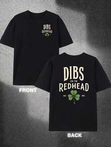 T-shirt grande taille pour homme : Thème festival irlandais et rousse - Imprimé réversible, double face, haut décontracté à manches courtes pour l'été. Avec des motifs d'inspiration irlandaise, idéal pour la salle de sport, les pubs et le quotidien - Col rond S - Noir - Voir 1