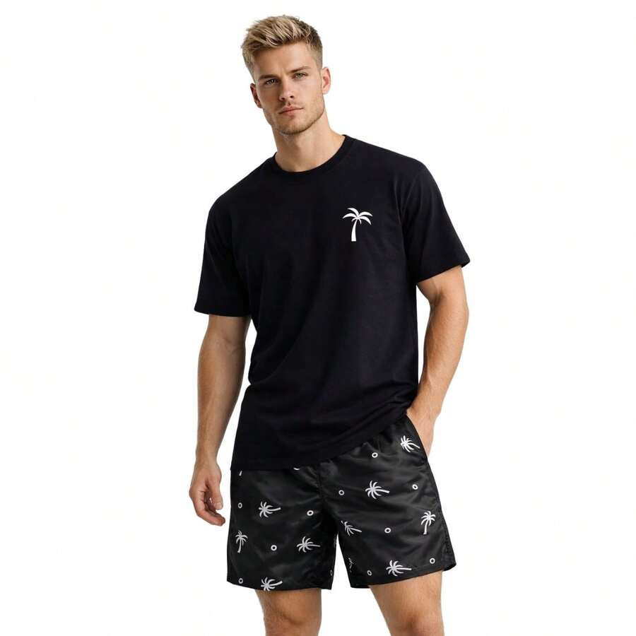Men T-Shirt Co-Ords - Negro - Ver 1
