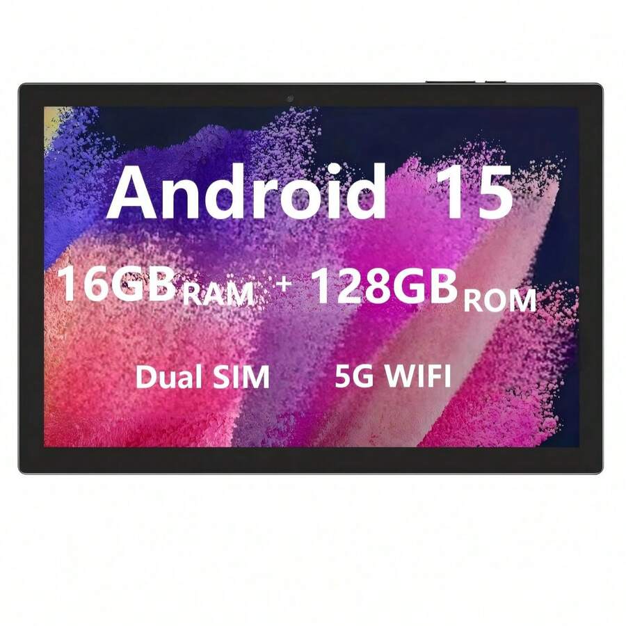 TenYide Tablet PC 10,1 inci, cocok untuk anak-anak atau dewasa, sistem Android, penyimpanan 128GB/256GB, kamera depan & belakang, dual SIM, Bluetooth, GPS, Wi-Fi, mendukung berbagai fungsi perangkat lunak AI.