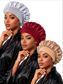 YPGVUO 1pc/2pcs/3pcs/8pcs All-Season Wide-Brim Satin Sleep Cap, Made Of Smooth Satin Fabric, Minimalist Gentle Style, Elastic Headband Design For Comfort And Anti-Static, Suitable For Sleeping, SPA And Home Use, Multiple Colors Available - Multicolor - View 20