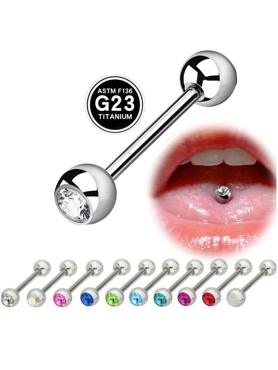 1pc Titanium Tongue Piercing Jewellery 14G Nipple Bars Tongue Barbell Piercing Bar Nipple Piercing Bars Jewellery Tongue Piercing Nipple Piercing - Multicolor - View 1