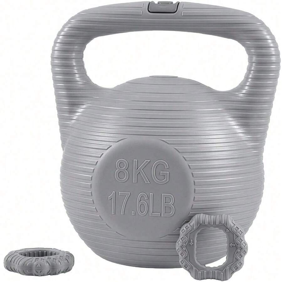 Shoze Versatile Home Fitness Bundle Fillable 8kg Kettlebell Pair Grip Rings Custom Weight Yoga Strength Training Gear - Grey - View 1
