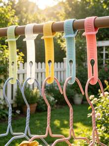 30/20/10/1pc Windproof Silicone Clothes Hanger Clips, Colorful Non-Slip Laundry Clips, Macaron Color Hanger Locks, Suitable For Wardrobe Storage, Balcony Outdoor Drying Rack, Ins Style Closet Storage, Space-Saving - Multicolor - View 6