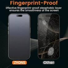 ZYONS 5片裝霧面隱私螢幕保護貼，適用於 17 Pro Max 6.9吋強化玻璃，全覆蓋防窺、防盜、防眩光、9H+硬度、防指紋、相容保護殼，適用於 17 Pro Max、17 Air、16 Pro Max/16 Pro/16 Plus/16/15 Pro Max/14 Pro Max - 黑色 - 查看 3
