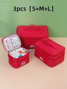 1pc Red, Navy Blue, Gray, Green Portable Double-Layer First Aid Kit, Epidemic Prevention And Health Kit, Household Life Saving Kit, Outdoor Emergency Epidemic Prevention And Storage Kit - Multicolor - View 25