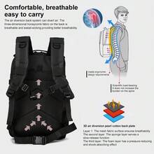 HAMGOO Mochila Tática 45 Litros con Sistema Molle  Gran Capacidad Militar Impermeable para Emergencias Senderismo y Acampadas - Mochila para Actividades al Aire Libre - Negro - Ver 4