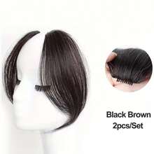 2pcs Side Bangs Synthetic Hair Extensions, Easy Clip-On Ombre Bangs, Natural Seamless Synthetic Hair Bangs, Suitable For Women And Girls - Multicolor - View 10