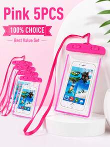 1/2/3/5入通用防水手機袋 防水手機殼 適用於 iPhone 14/13/12/11 Pro Max/XS Plus、Galaxy S22/S23 手機 (最高 7.0 吋) 3D 手機防水乾袋 - 玫紅色 - 查看 30