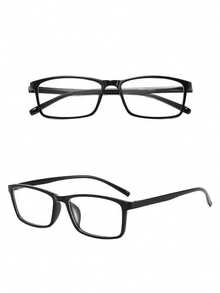 Rectangular Black Frame Clear Lens Glasses, Narrow Frame Office Siren Style Non Prescription Eyeglasses, No Makeup Look Fashion Decorative Eyewear - Clear - View 6
