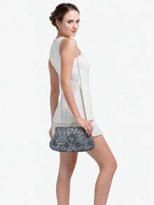 Women's Handbags, Beaded Evening Clutches Designed Specifically For Women, Sequined Wallets, Perfect For Formal Occasions Such As Wedding Receptions - 灰色 - 查看 9