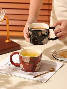 American Retro Floral Ceramic Mug, Light Luxury Style, Home Breakfast, Milk Cup, Exquisite Afternoon Tea, Coffee Cup, Plate Set, Multi Color Home Hospitality Ceramic Water Cup - Multicolor - View 10