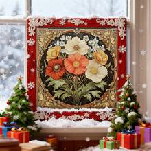1 Set 46*46cm/18.11*18.11inch Vintage Floral Cross Stitch Kit (Semi-Finished), DIY Art Needlework Materials, 11CT Cross Stitch Decorative Painting, Creative Handmade Gift. Complete Set Home Decor Printed Cross Stitch Crafts, Suitable For Home Decor Knitting Art. Frame Not Included - Retro Floral - View 5