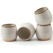 - Juego de 4 tazas de t sin manos, juego de tazas de caf espresso de cermica, apto para mquina de espresso, tazas de estilo moderno, adecuado como un buen regalo para Accin de Gracias - 4 piezas Gris Retro - Ver 1