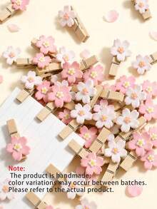2/5/10 Sakura Clips, Durable Mini Photo Clips, Cute Wooden Photo Clips, Mini Wooden Clips, Natural Wooden Small Pointed Clips, Used For Displaying Photos, Crafts, Artworks And Cocktail Decorations, Art Wall Photo Clips - Multiple Styles - View 5