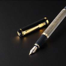 Single Antique-Style Bronze Metal Dragon-Head Fountain Pen / Vintage Chinese-Style Fine-Nib Calligraphy Pen (Includes Ink Cartridge And Converter) / Ideal Business Gift For Professionals / Suitable For Business Signing. - Fountain Pen - View 3