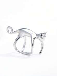 1PC Women's Personalized Cat Decor Ear Cuff Climber Crawler Clip Earring Jewelry Gifts - Silver - View 6