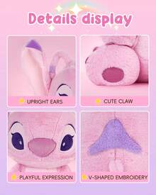 Miniso Disney Lilo & Stitch Collection 18 Inch Basic Sitting Plush Toy, Soft Pink Angel Stuffed Doll Large Fluffy Decor Pillow Gift For Girls & Disney Fans - Pink - View 2