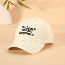 1pc Retro Letter Embroidered Baseball Cap For Women, Summer Wide Brim, Flattering Face, Versatile Cap - I'm Lazy - View 16