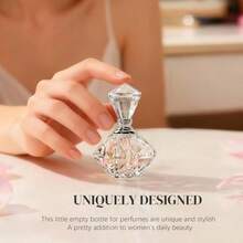 Carved Crystal Empty Mini Refillable Perfume Bottle - Clear - View 3
