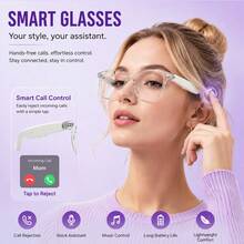 SENBONO Fashion AI Translation Smart Glasses Suitable For Women And Men, Support Over 100 Languages Real-Time Translation, Multi-Functional Audio Glasses With Built-In Microphone And Speaker, Can Answer/Reject Calls, Volume Control, Music Playback And Voice Call - View 2