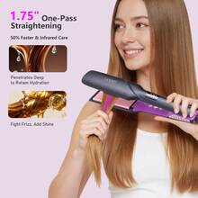 LANDOT Catok Rambut Datar Lebar 1-3/4", Teknologi Anti-Statik, Pemanasan Cepat 20 detik, Mati Otomatis 60 menit, Pelat Pemanas Keramik Mengambang Memanjang 30%, Lapisan Titanium + Keramik, Termasuk Bantalan Silikon Tahan Panas - Hitam - View 2