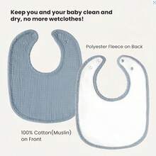 8pcs/Set Baby Cotton Gauze Bibs, Unisex, Soft And Absorbent, Convenient For Feeding And Wiping Drool - 綠色 - 查看 6