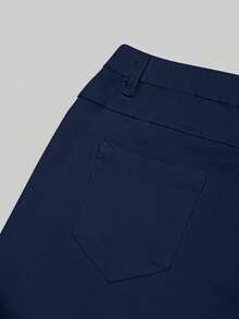 Women's Navy Blue Sexy Shorts Slim Fit Slant Pockets Buttons Front Mini Short For Daily Casual Summer Clothes Rave Music Festival Going Out Outfits - Navy Blue - View 9