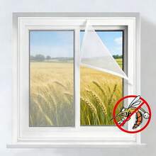 1pc Self-Adhesive Window Screen Net, Invisible Insect Proof Net For Home Use In Summer, Easy Installation - White Mesh With White Trim - View 9