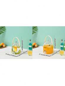 Clear Plastic Beverage Dispenser,Detachable Sturdy Leather Handle,Wide Opening Easy Filling&Cleaning, Multi-Purpose Jar For Infused Water,Cold Brew Tea,Punch,Sangria,Ideal For Kitchen,Garden Parties,Wedding,Barbecues And Outdoor Gatherings - Multicolor - View 4